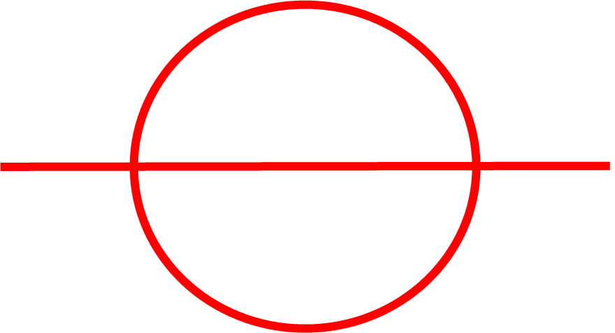 A red horizontal line piercing a red circle
